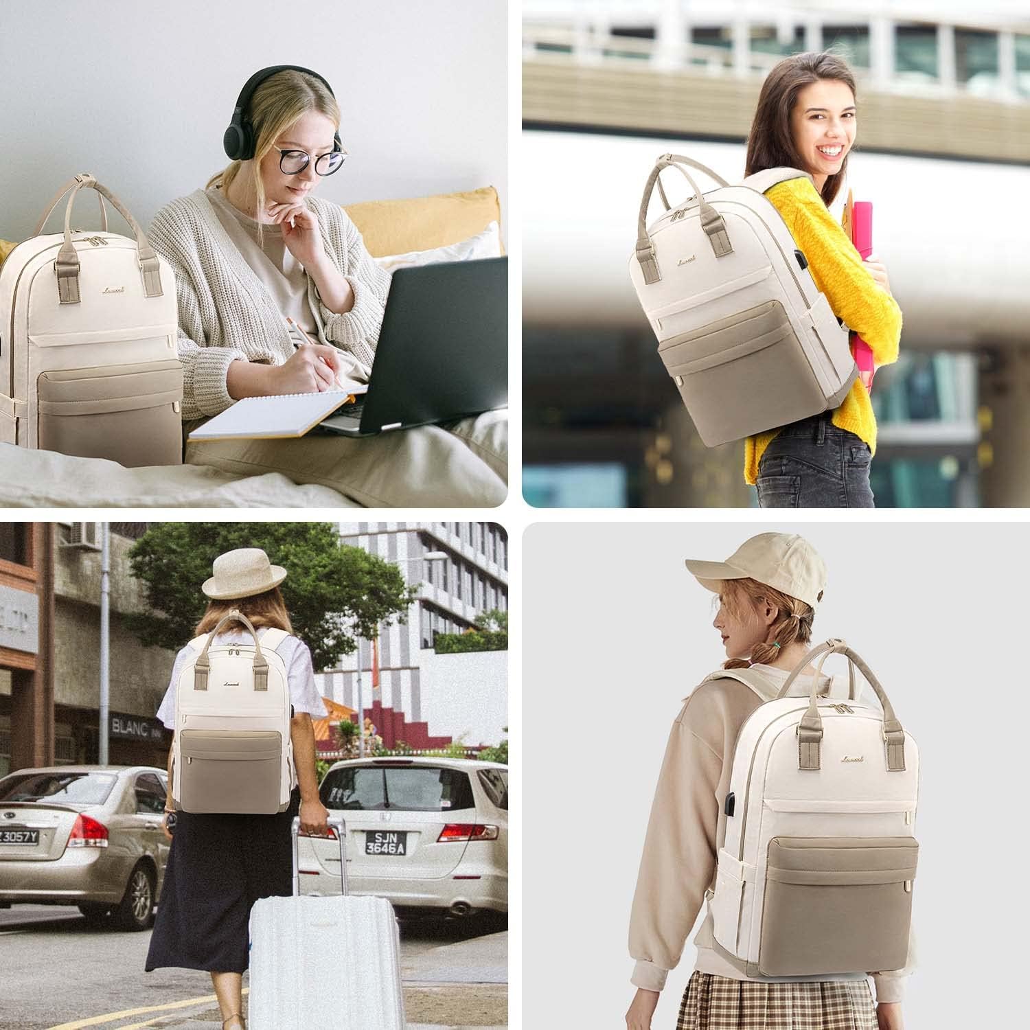 LOVEVOOK Laptop Backpack for Women Men 15.6 Inch Laptop Bag with USB Port Fashion Student Bookbag Waterproof Backpacks Teacher Nurse Stylish Travel Bags Vintage Daypacks for School， College， Work - Image 6